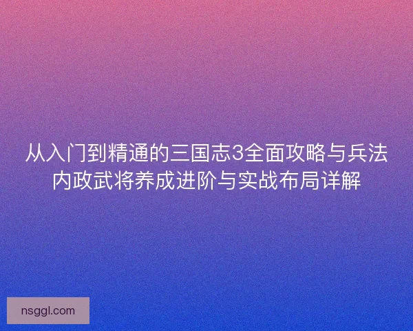 从入门到精通的三国志3全面攻略与兵法内政武将养成进阶与实战布局详解
