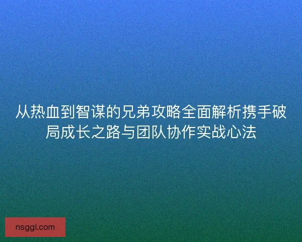 从热血到智谋的兄弟攻略全面解析携手破局成长之路与团队协作实战心法 从热血到智谋的兄弟攻略全面解析携手破局成长之路与团队协作实战心法