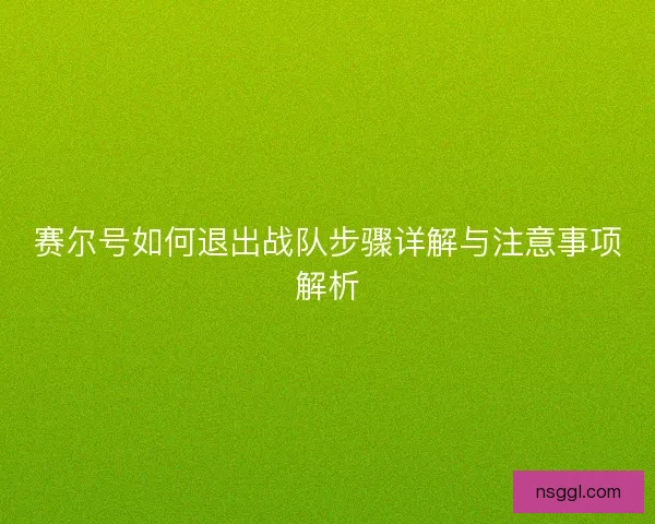 赛尔号如何退出战队步骤详解与注意事项解析 赛尔号如何退出战队步骤详解与注意事项解析